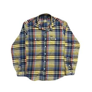 Polo Ralph Lauren Shirt Performance Flannel Classic Fit Pony Blue Yellow Large
